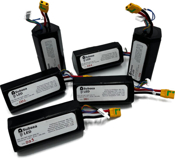 Multiple high-capacity lithium-ion batteries for BlueROV2
